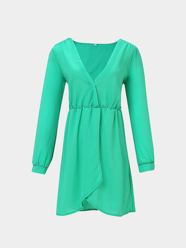 Wholesale Green Wrap Mini Dress