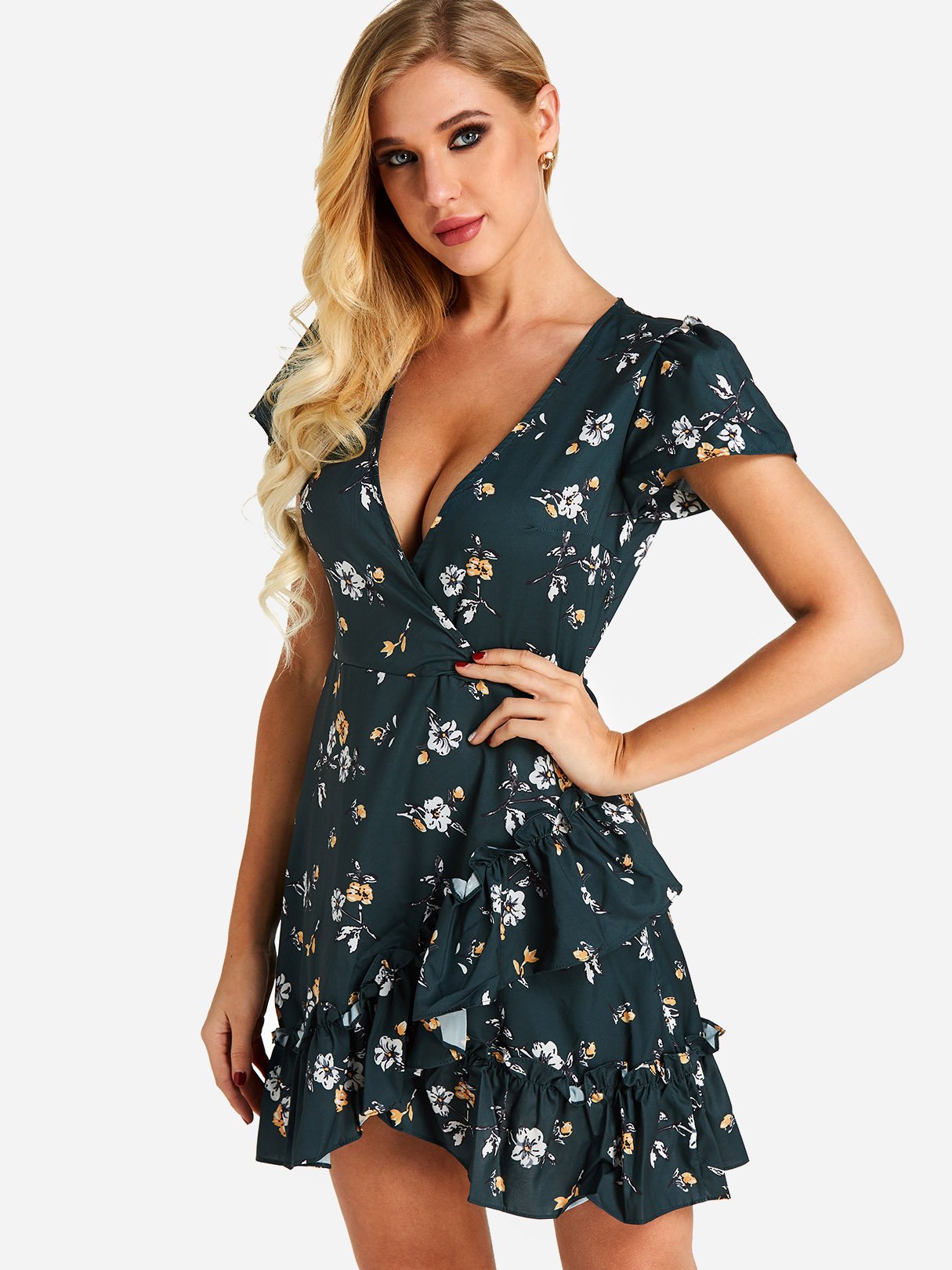 NEW FEELING Womens Green Mini Dresses