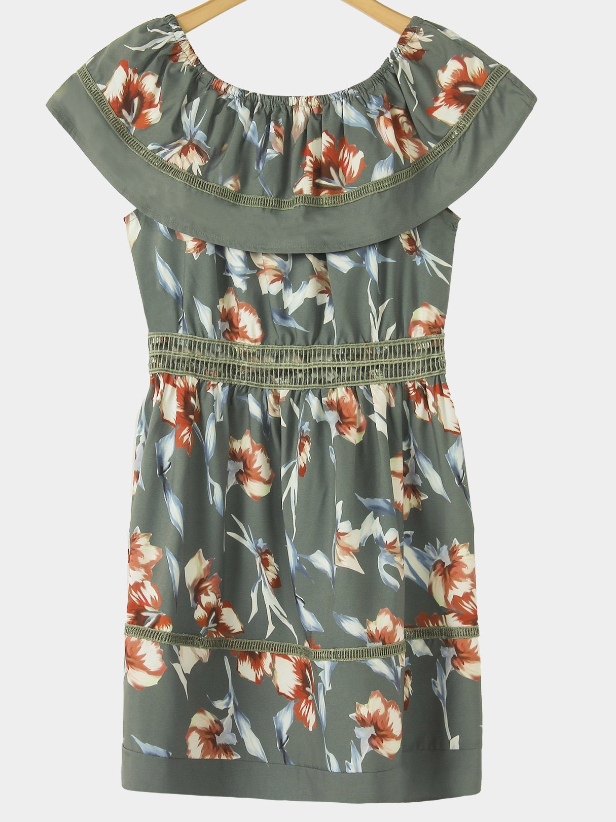 NEW FEELING Womens Army Green Floral Dresses