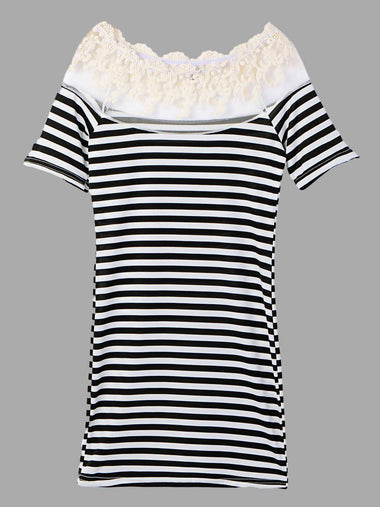 Wholesale Stripe Lace Mini Dresses