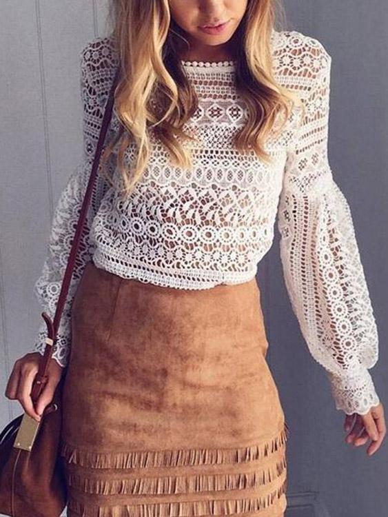 NEW FEELING Womens White Blouses