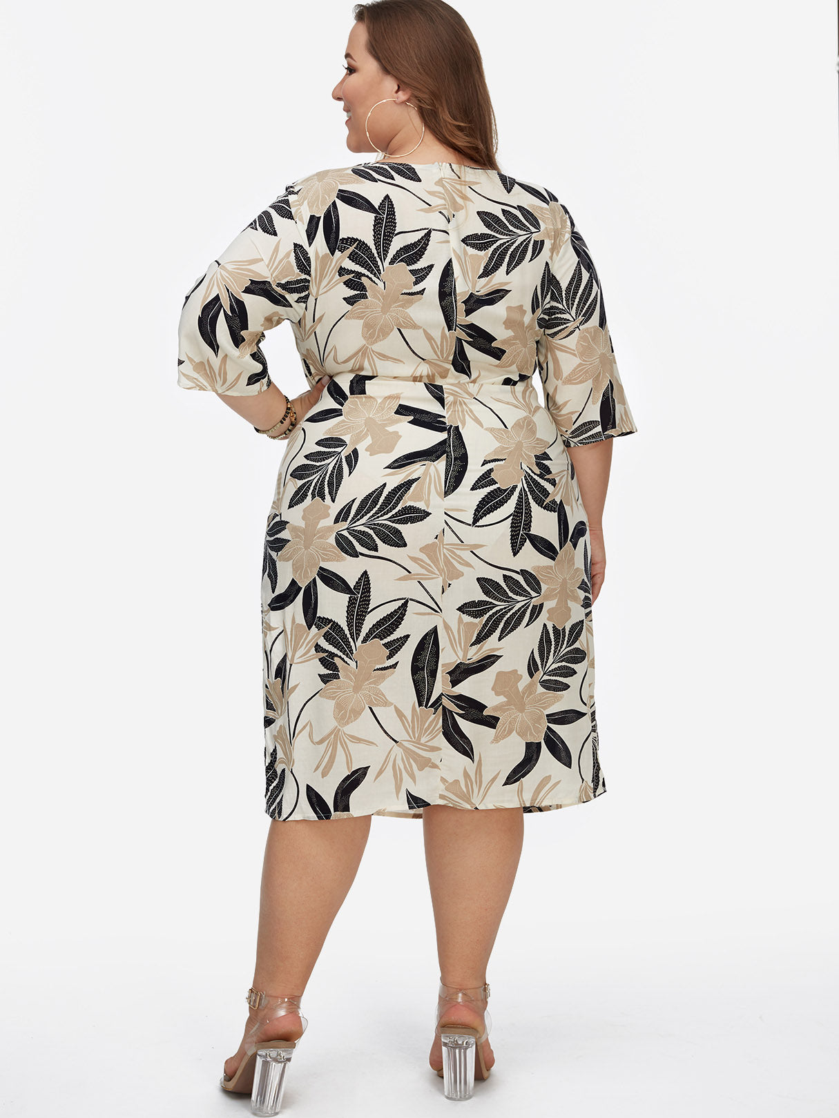 NEW FEELING Womens Apricot Plus Size Dresses