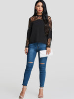 NEW FEELING Womens Black Blouses