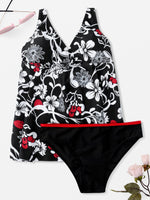 Wholesale Black V-Neck Floral Print Bikini