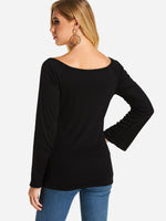 NEW FEELING Womens Black T-Shirts