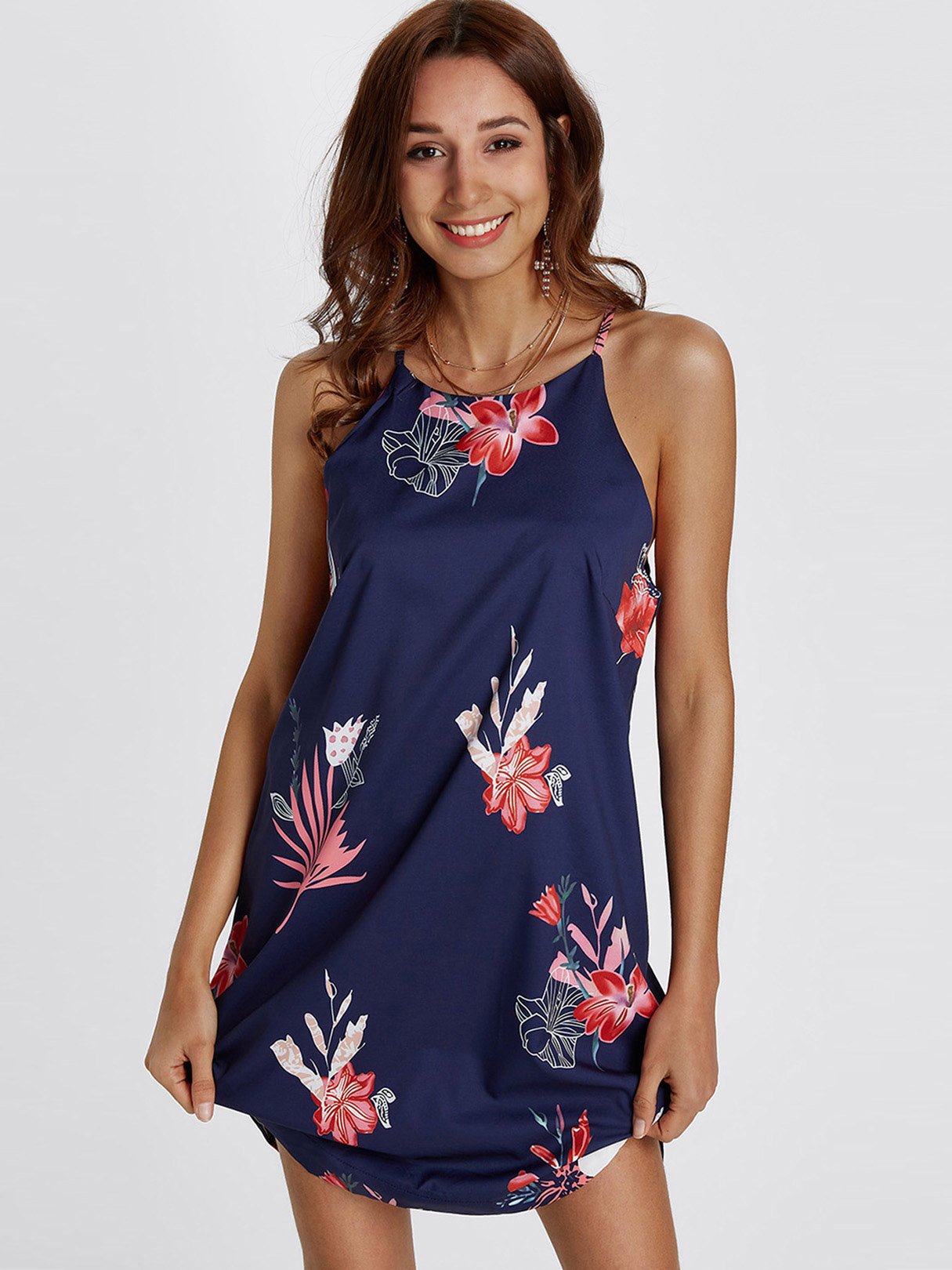 OEM Ladies Navy Floral Dresses