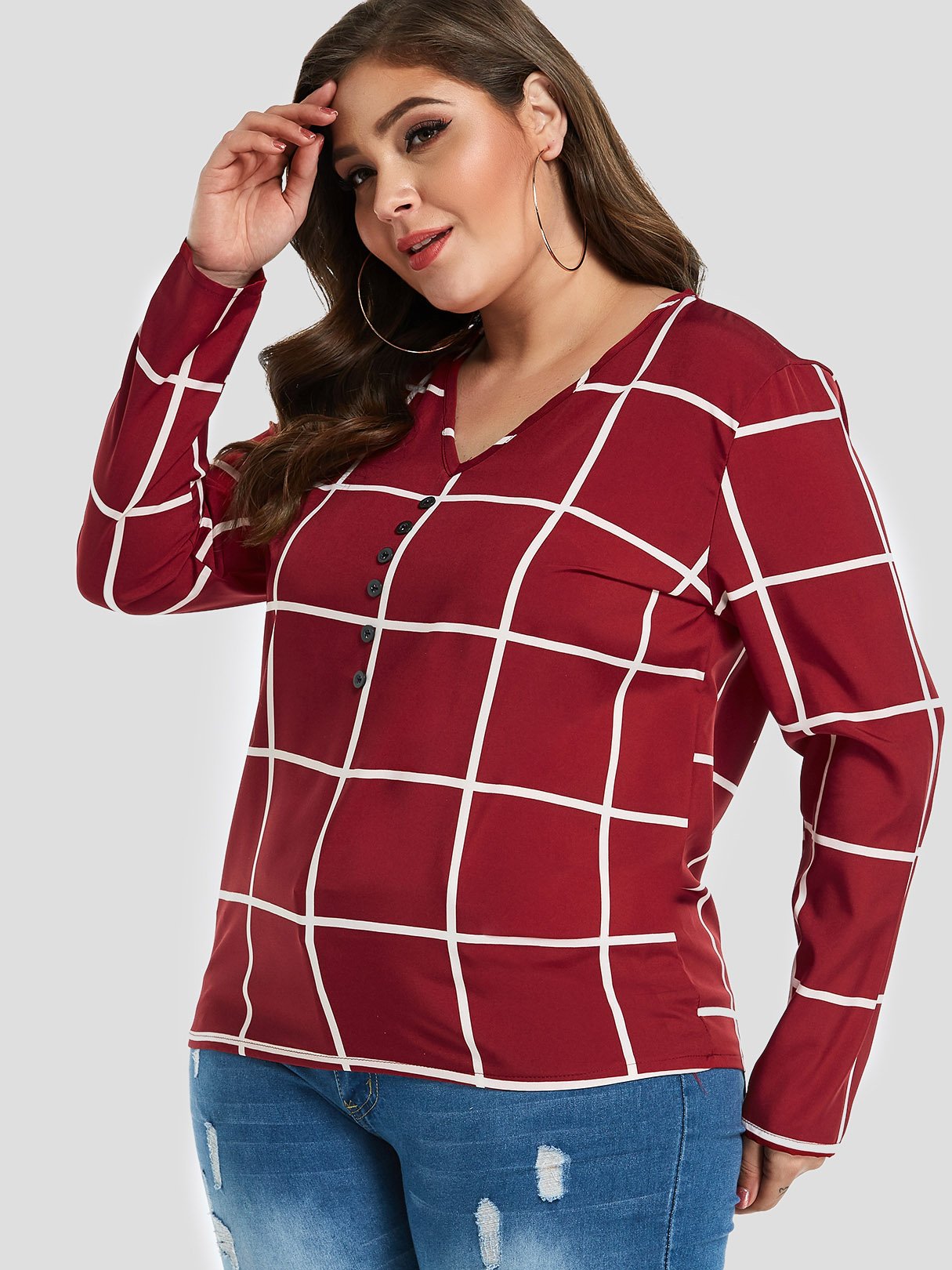 OEM Ladies Red Plus Size Tops