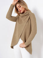 Wholesale High Neck Plain Long Sleeve Khaki T-Shirts