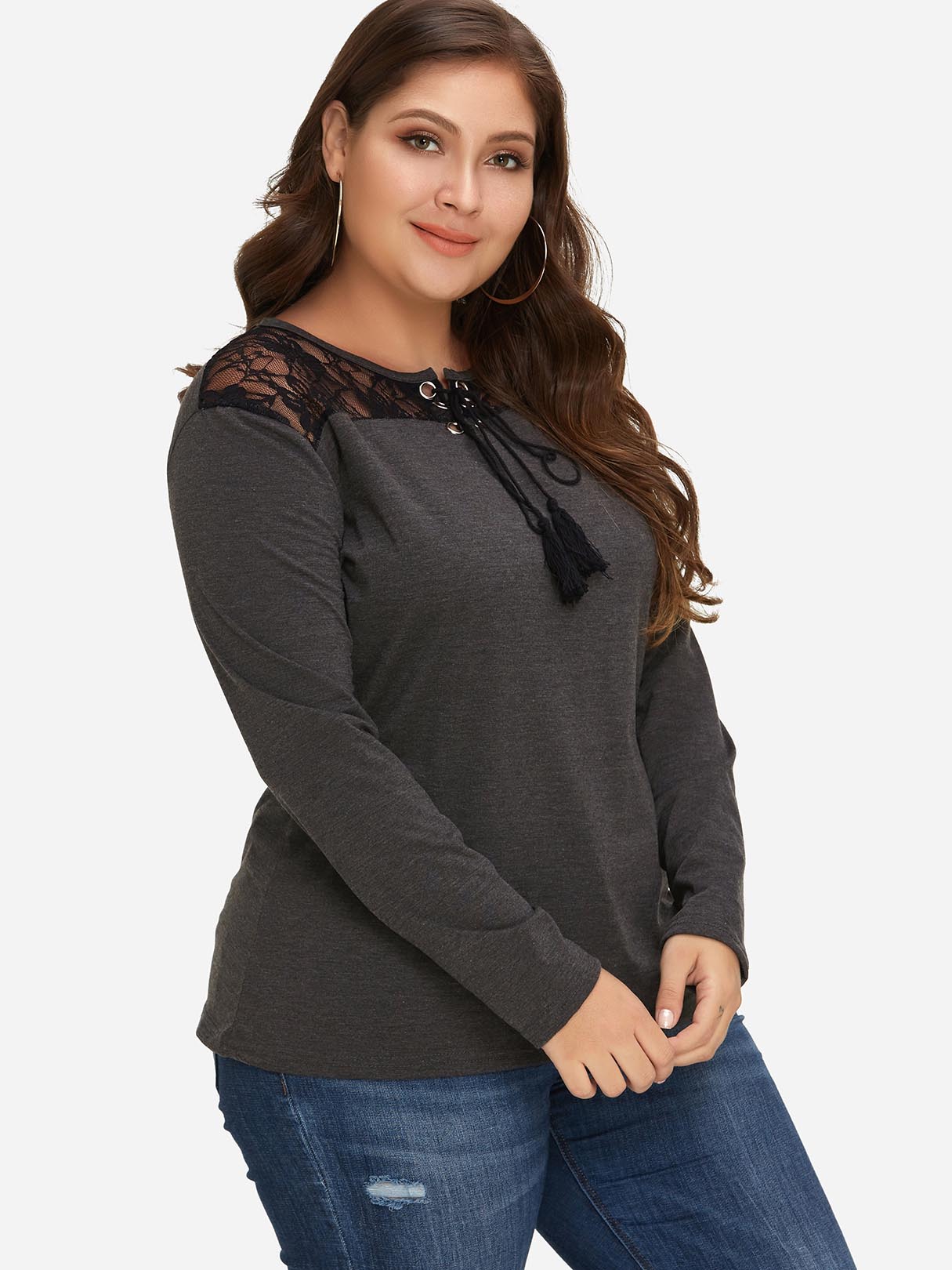 OEM Ladies Grey Plus Size Tops