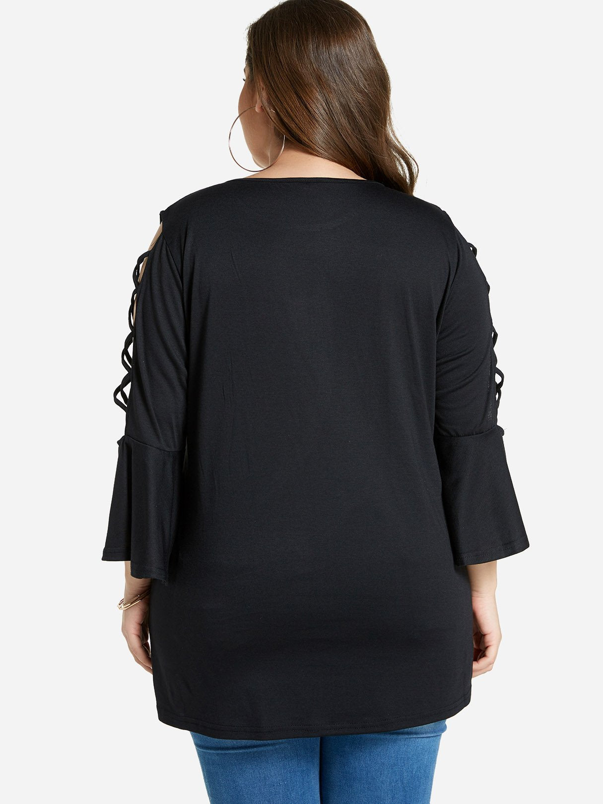 NEW FEELING Womens Black Plus Size Tops