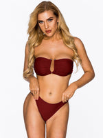 Wholesale Off The Shoulder Sleeveless Plain Bikini Set