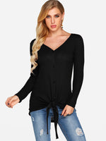 Wholesale V-Neck Plain Long Sleeve T-Shirts