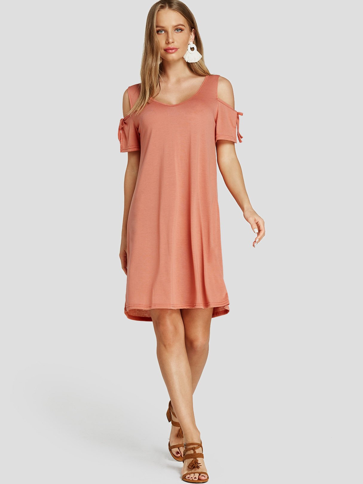 NEW FEELING Womens Coral Casual Dresses