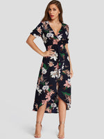OEM Ladies Navy Floral Dresses