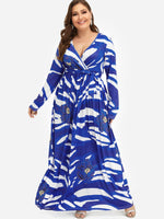 Wholesale V-Neck Floral Print Self-Tie Wrap Plus Size Dress