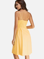 NEW FEELING Womens Yellow V-Neck Dresses