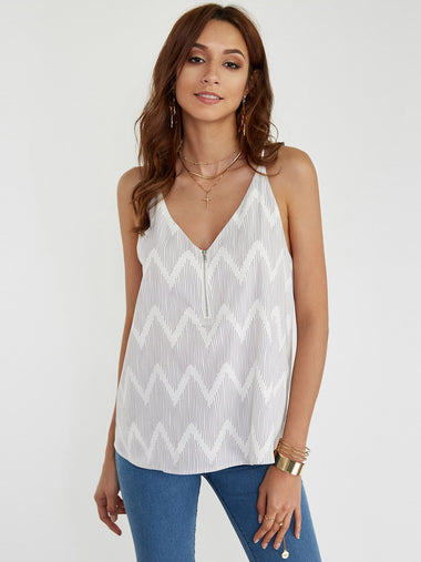 Wholesale V-Neck Floral Print Zip Back Sleeveless Cami