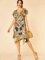 NEW FEELING Womens Yellow Floral Dresses