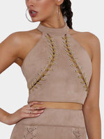 Wholesale Halter Lace-Up Sleeveless Pink Camis