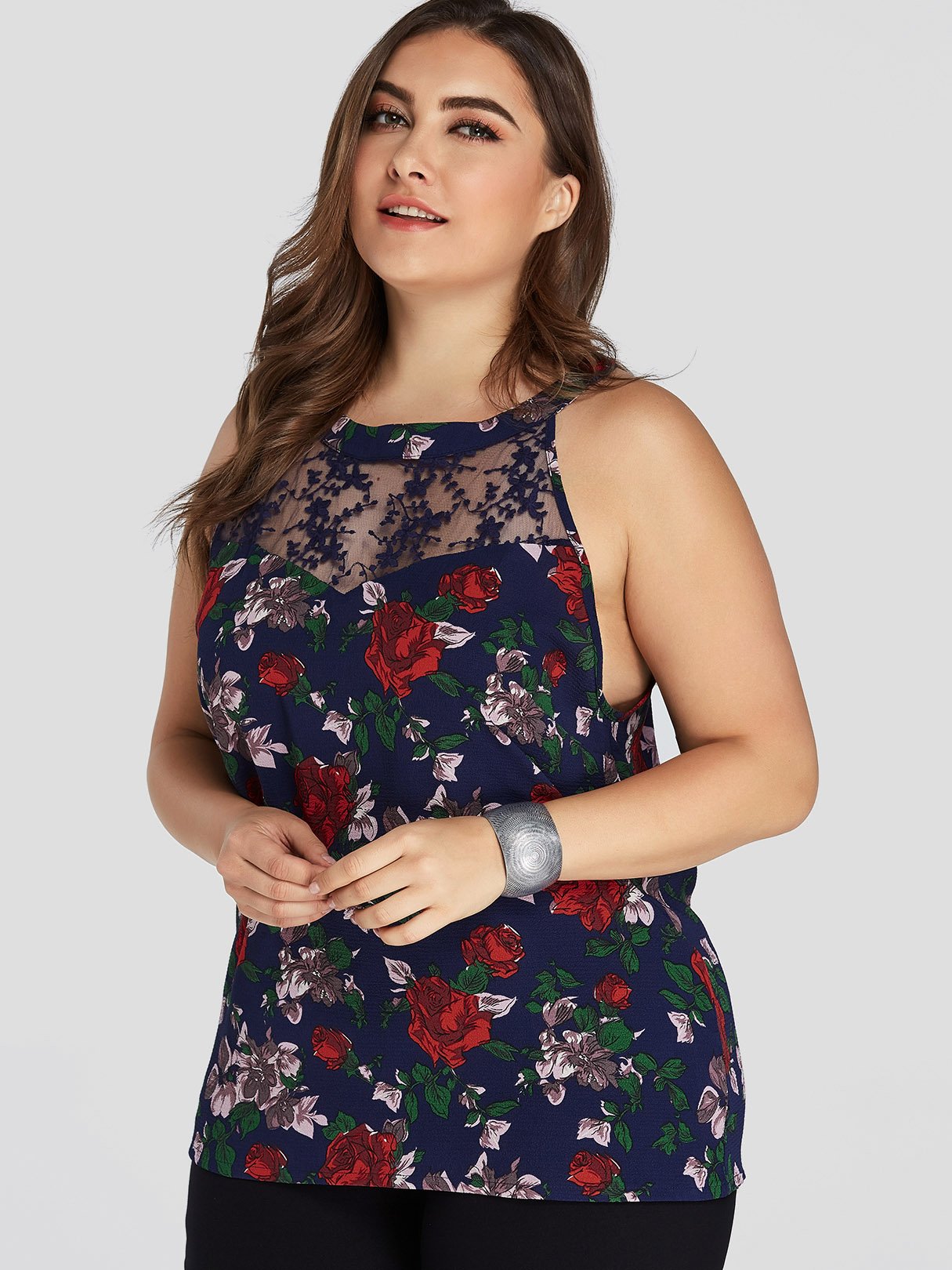 Custom Womens Floral Print Plus Size Tops