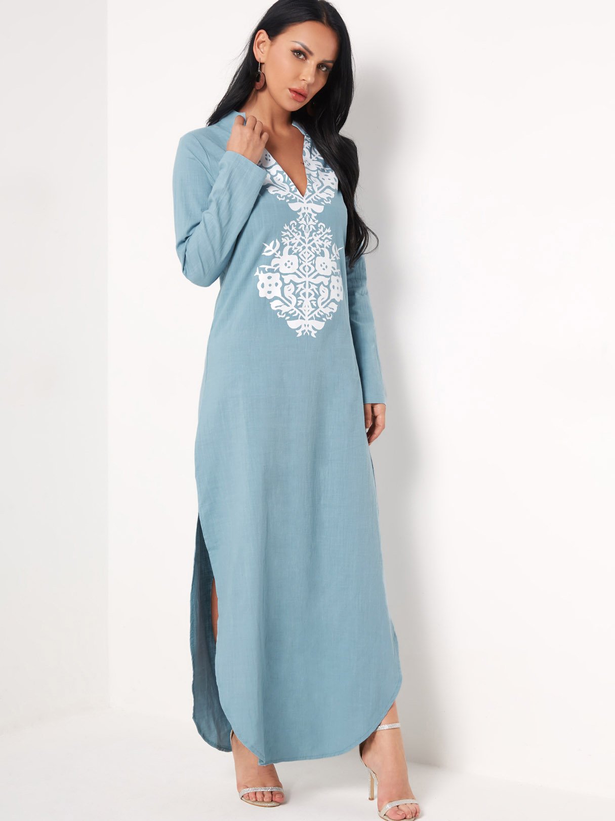 ODM Ladies Long Sleeve Maxi Dress