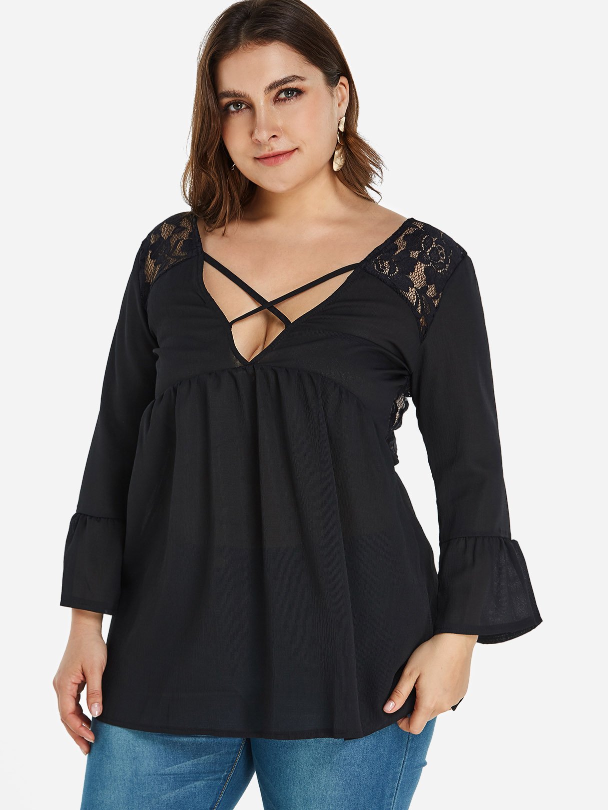 OEM Ladies Black Plus Size Tops