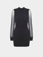Wholesale Black Sheer Sleeves Backless Mini Dress