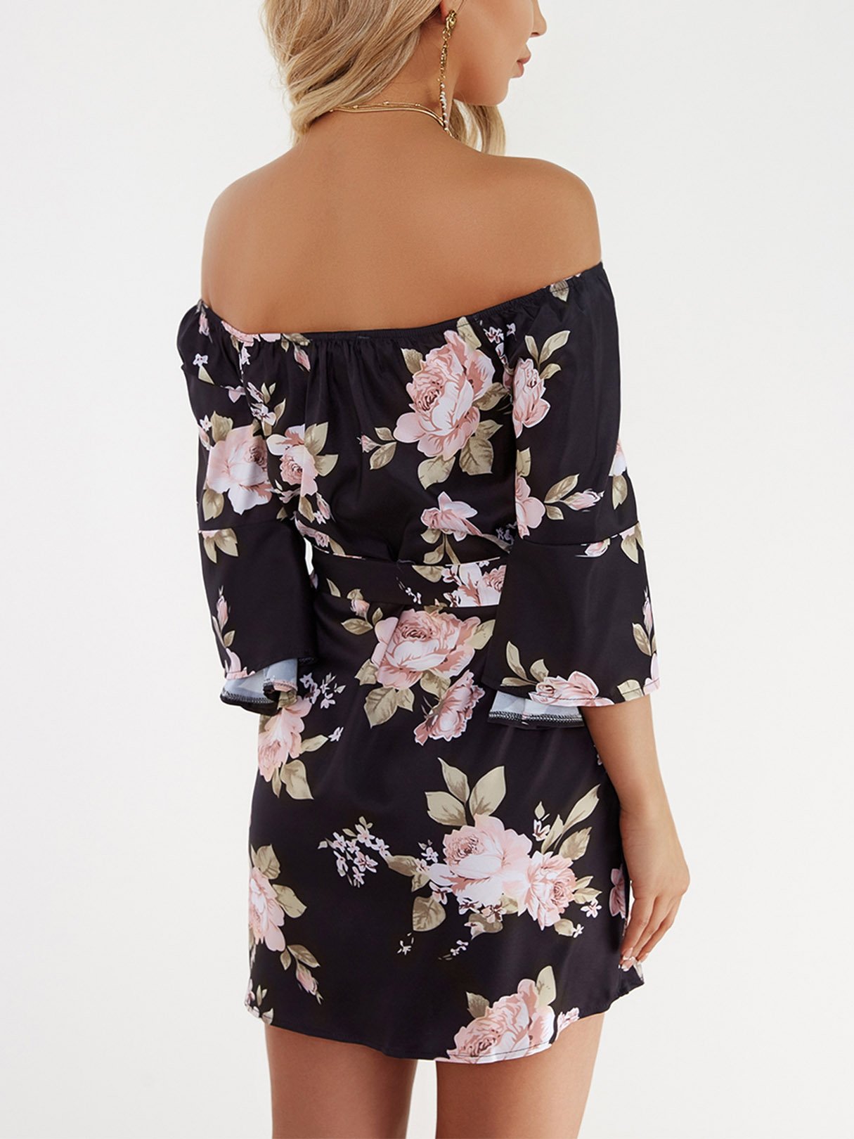 NEW FEELING Womens Black Floral Dresses