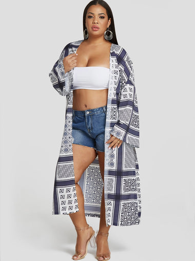 Wholesale Geometrical Long Sleeve Plus Size Tops