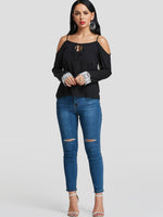 NEW FEELING Womens Black T-Shirts