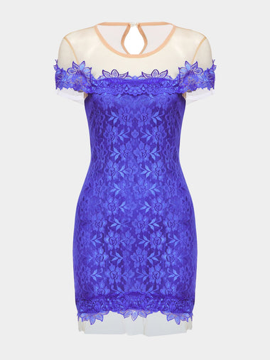Wholesale Blue Lace Mini Dresses