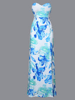 OEM Ladies Blue Maxi Dresses