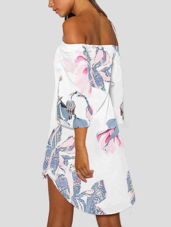 NEW FEELING Womens White Floral Dresses