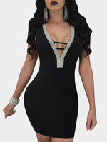 Wholesale V-Neck Backless Sleeveless Black Sexy Dresses