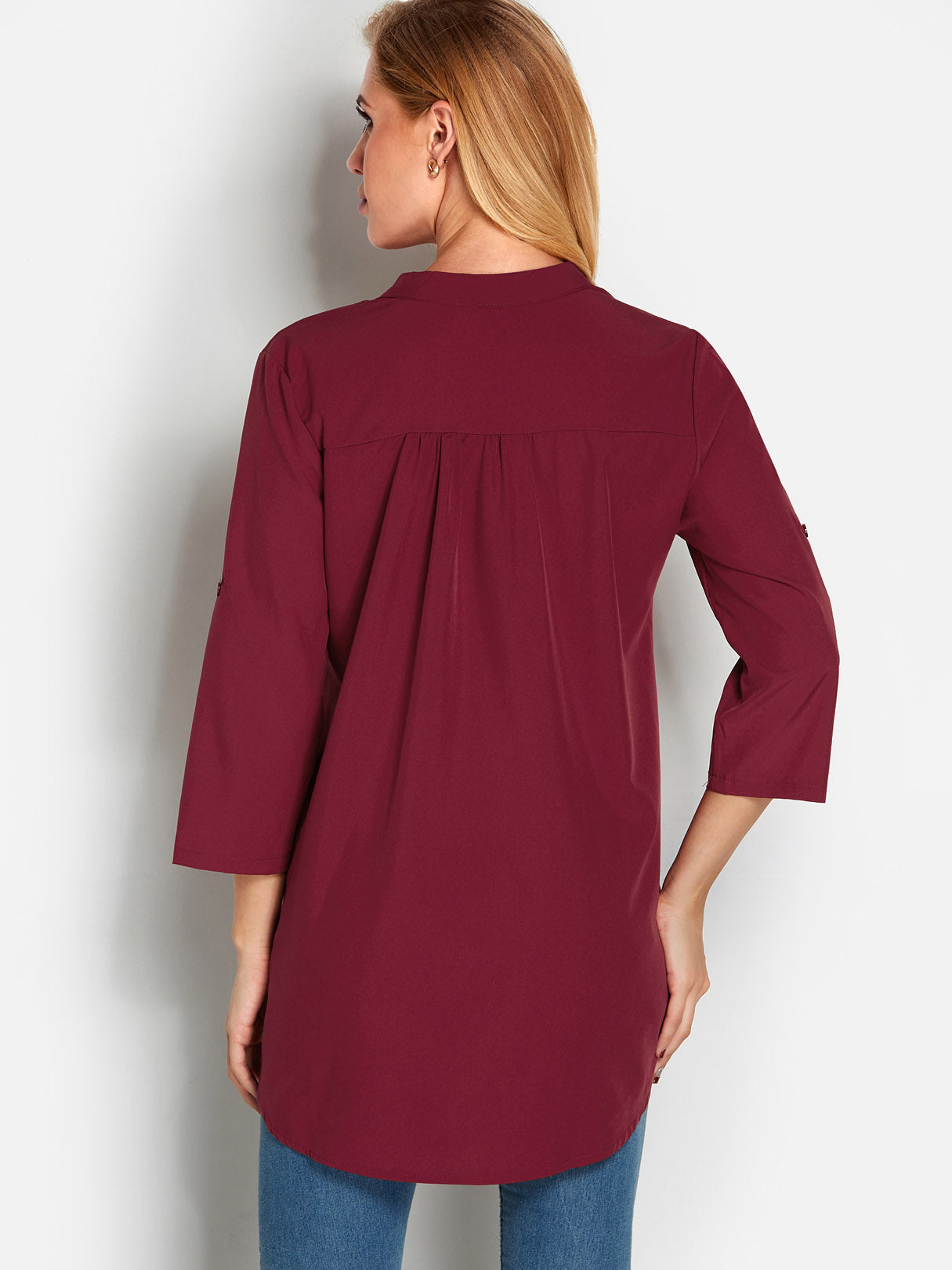NEW FEELING Womens Burgundy T-Shirts