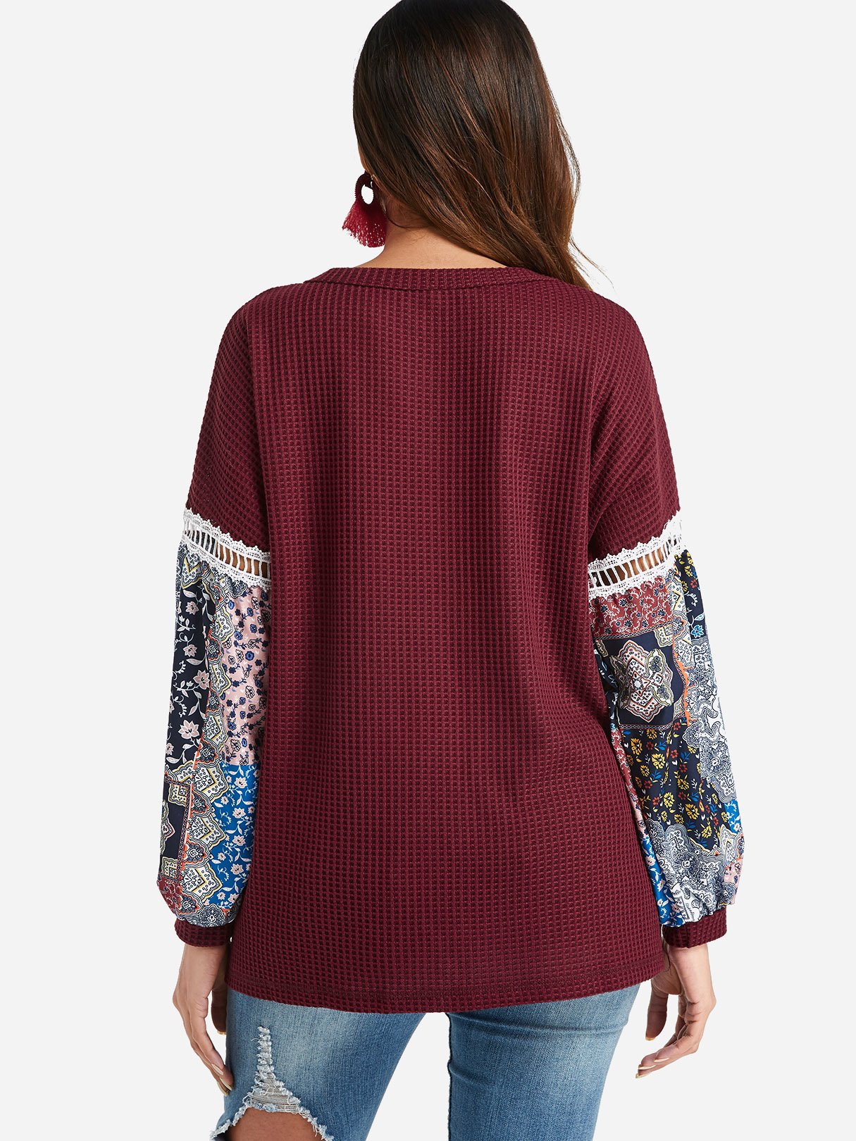 NEW FEELING Womens Burgundy T-Shirts