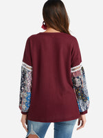 NEW FEELING Womens Burgundy T-Shirts