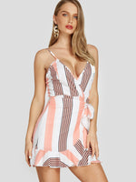 OEM Ladies Striped V-Neck Dresses
