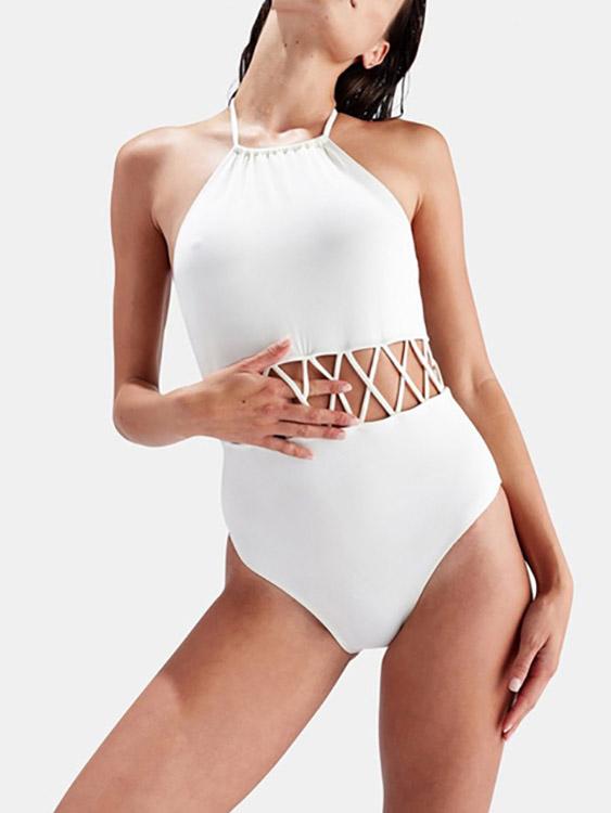 Wholesale Halter Sleeveless Hollow Tie-Up Bikinis