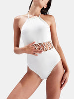 Wholesale Halter Sleeveless Hollow Tie-Up Bikinis
