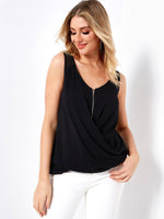 Wholesale V-Neck Plain Sleeveless Black Tank Top