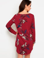 NEW FEELING Womens Burgundy Floral Dresses