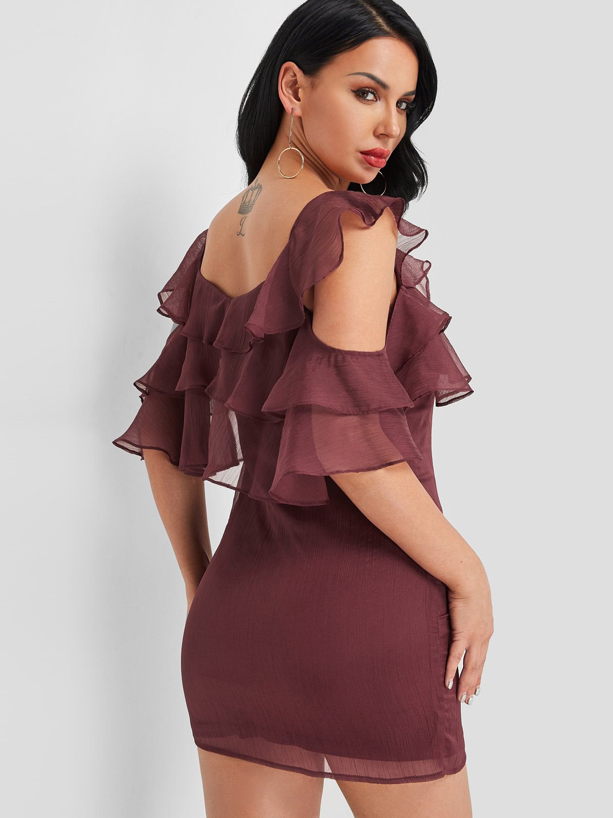 NEW FEELING Womens Burgundy Casual Dresses