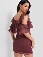 NEW FEELING Womens Burgundy Casual Dresses