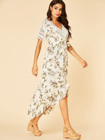 OEM Ladies White Floral Dresses