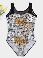 Wholesale Round Neck Leopard Sleeveless Plus Size Swimwear