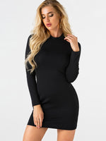 Wholesale Crew Neck Long Sleeve Lace-Up Cut Out Bodycon Dresses