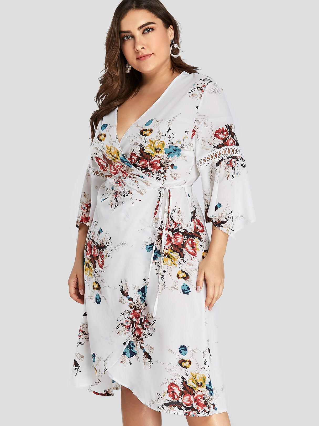 ODM Ladies 3/4 Sleeve Plus Size Midi Dress