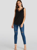 NEW FEELING Womens Black Camis