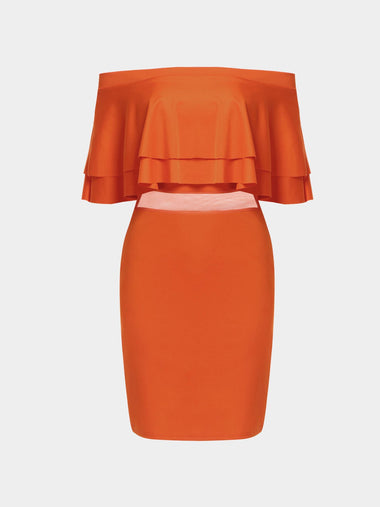 Wholesale Orange Off The Shoulder Mini Dress